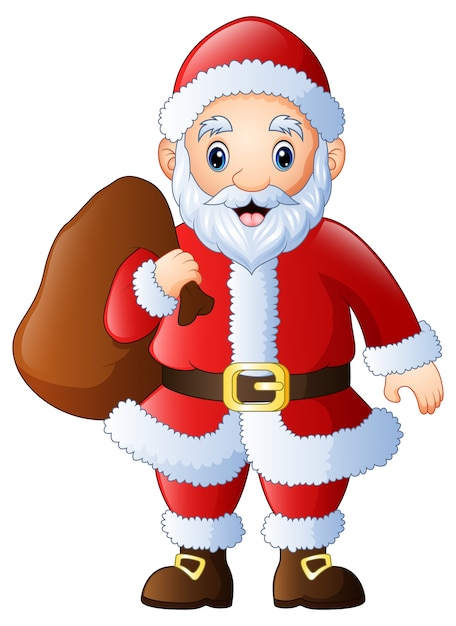 Premium Vector Cartoon Santa Claus Carrying Sack Of Ts