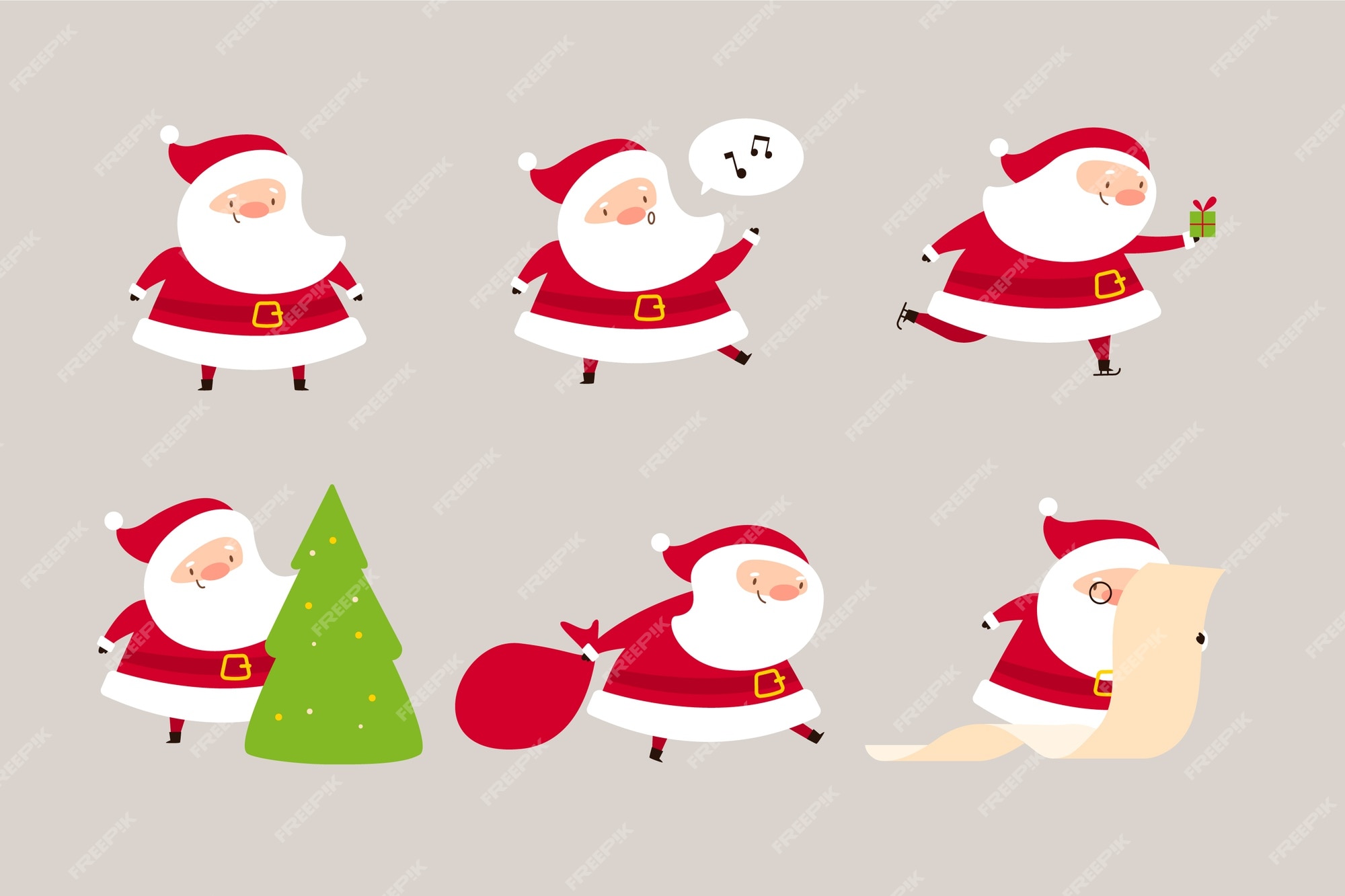 Free Vector | Cartoon santa claus character collection