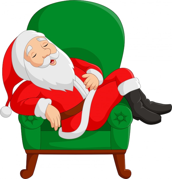 Download Cartoon santa claus sleeping on armchair | Premium Vector