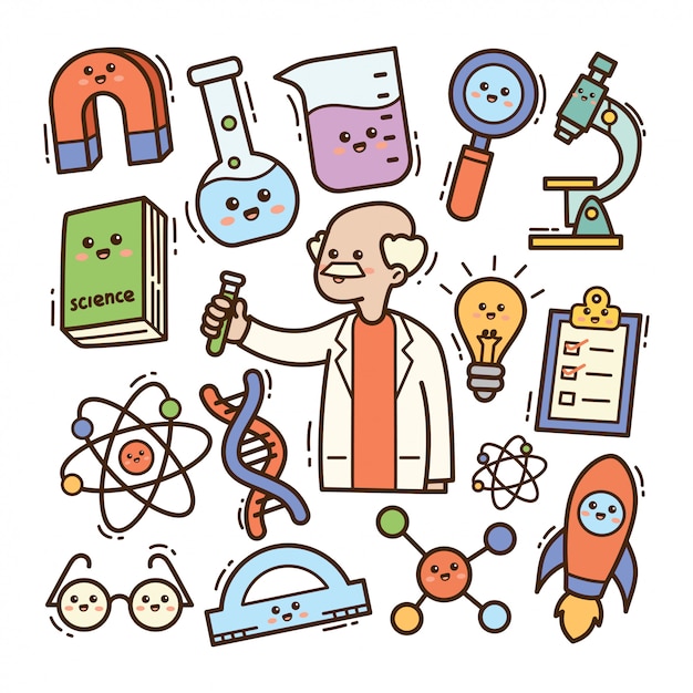 Premium Vector Cartoon Scientist With Laboratory Equipment Kawaii