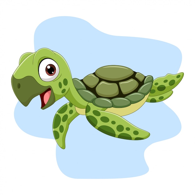 Premium Vector | Cartoon sea turtle swimming in the ocean