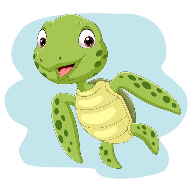 Premium Vector | Cartoon sea turtle swimming in the ocean