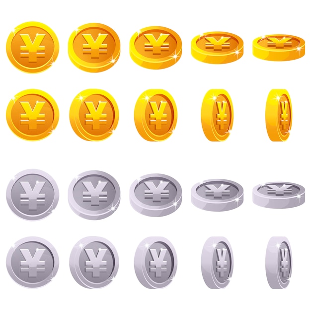 Premium Vector | Cartoon set of 3d metallic yen coin yuan symbol ...