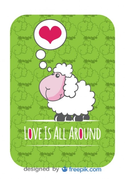 Cartoon sheep in love