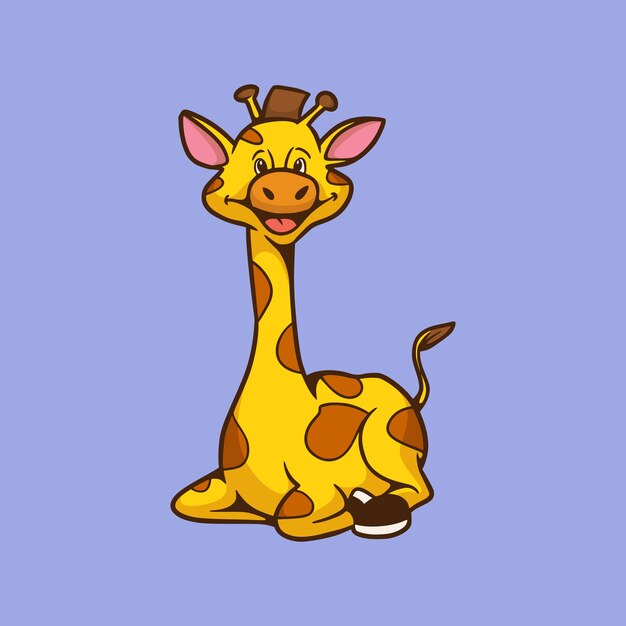 Premium Vector Cartoon Sitting Giraffe Isolated On Purple