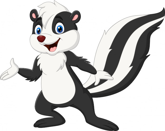 Premium Vector | Cartoon skunk presenting on white