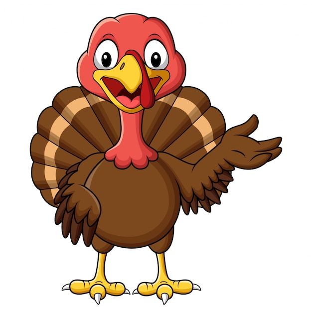 Premium Vector | Cartoon smiling turkey bird presenting