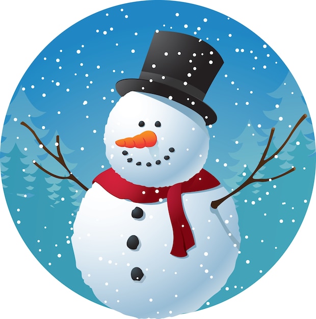 Premium Vector | Cartoon snowman on snow background