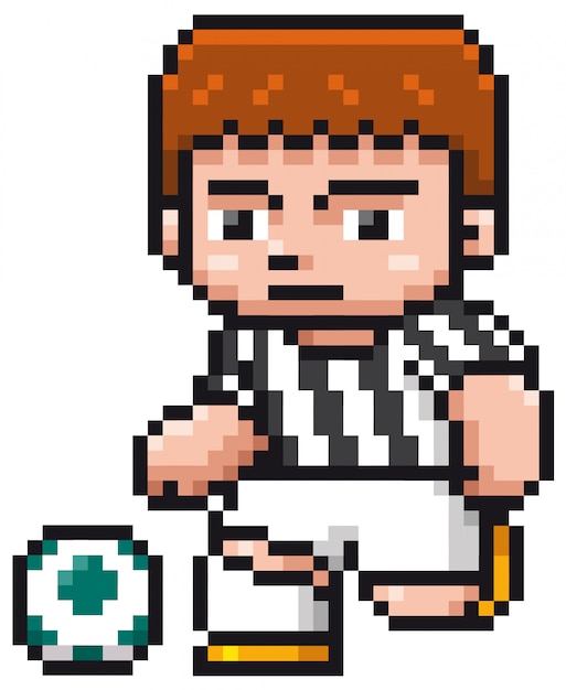 Premium Vector Cartoon soccer player pixel design