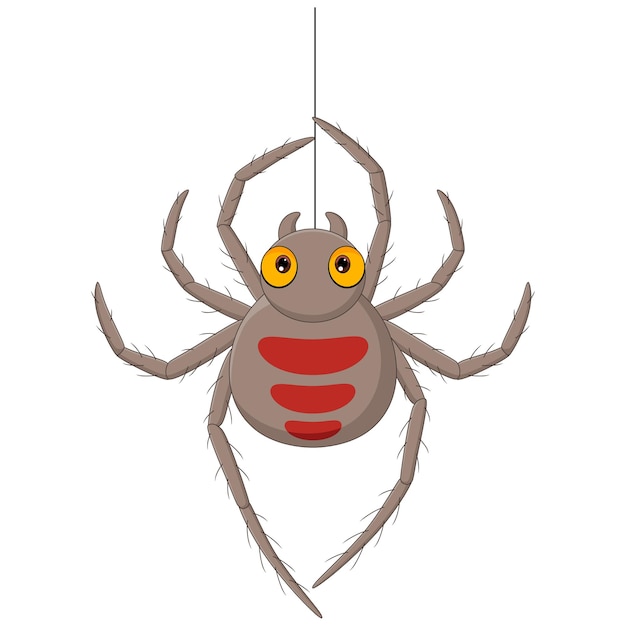 Premium Vector Cartoon spider hanging on a web