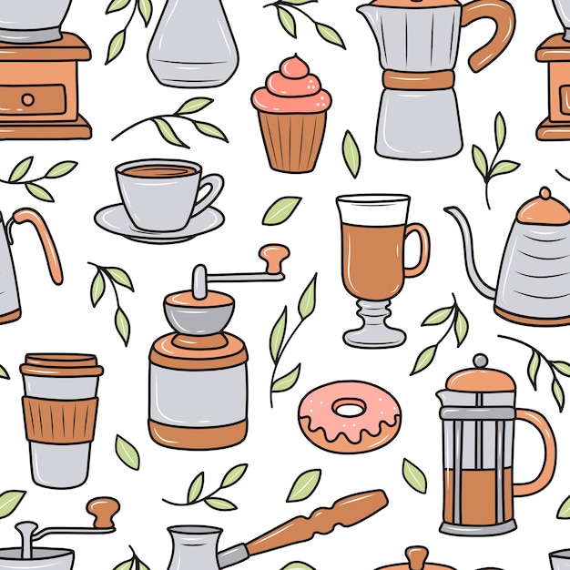 Premium Vector | Cartoon style coffee pattern illustration