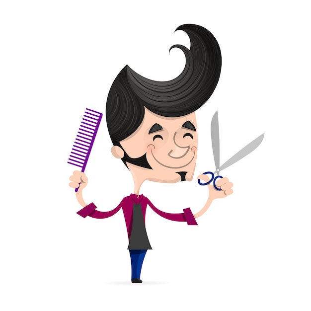 Cartoon Successful Hairdresser Premium Vector