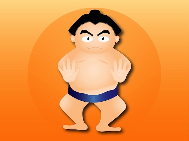 Cartoon sumo wrestler character