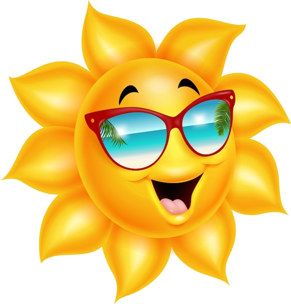 Premium Vector | Cartoon sun character wearing sunglasses