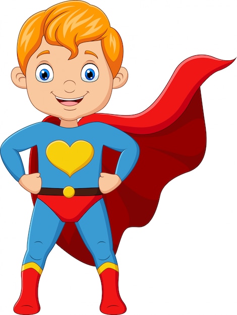 Cartoon superhero boy isolated on white background | Premium Vector