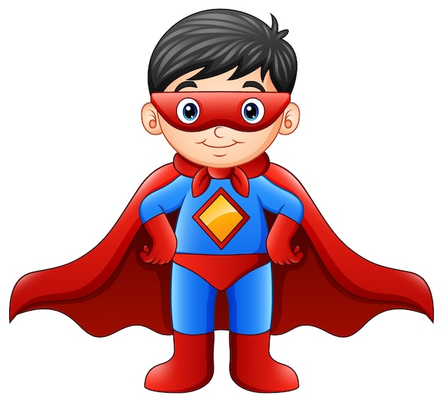 Cartoon superhero boy | Premium Vector