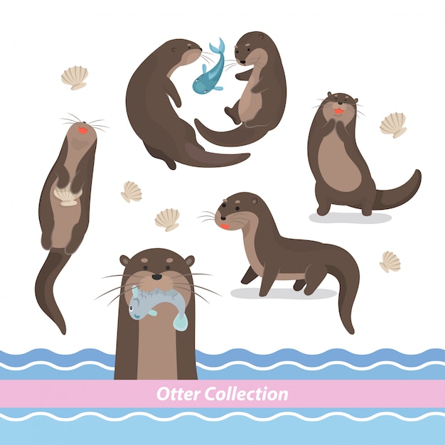 Premium Vector | Cartoon swimming otter