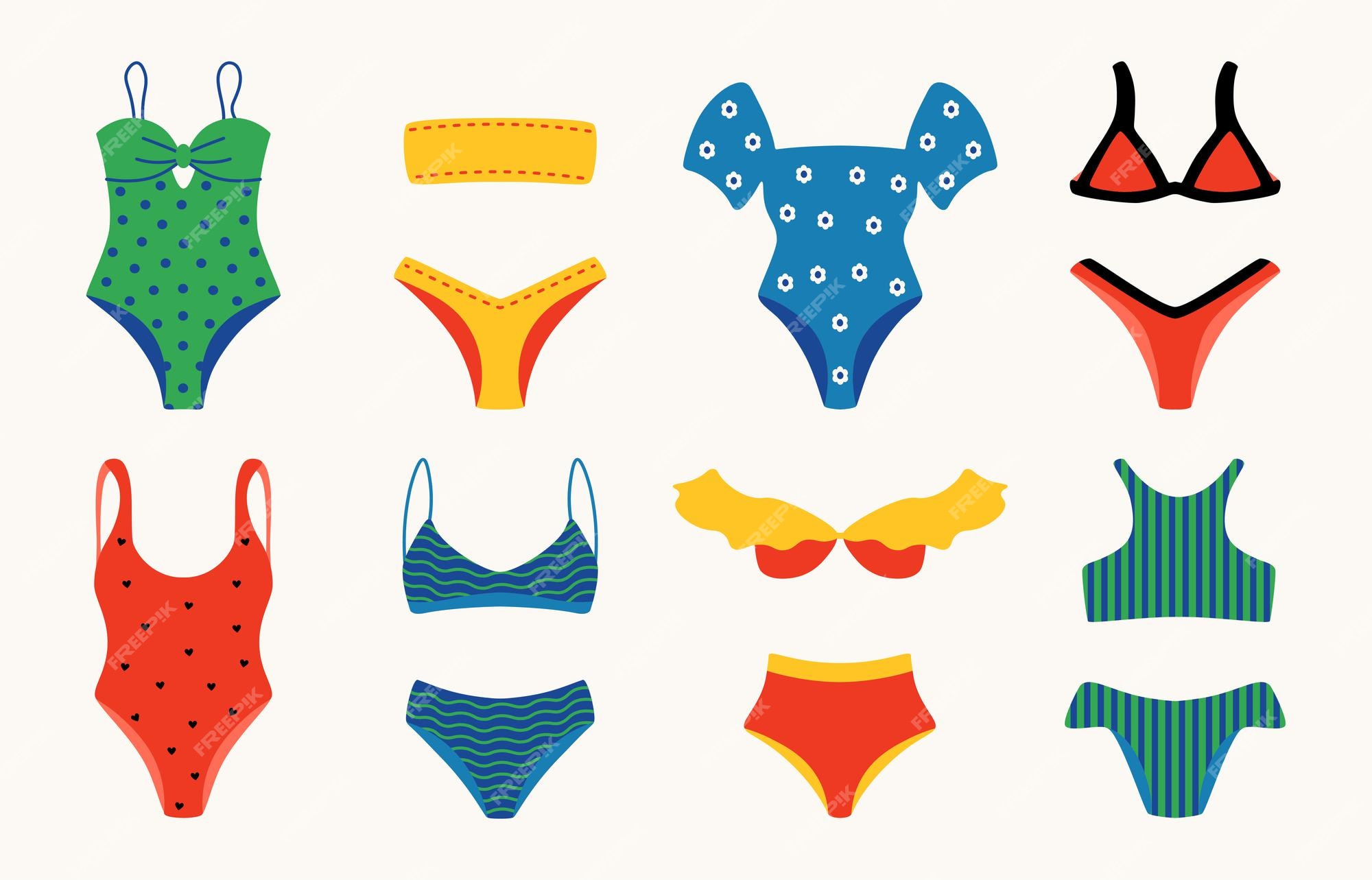 Premium Vector | Cartoon swimsuit. lingerie and bikini underwear doodle ...