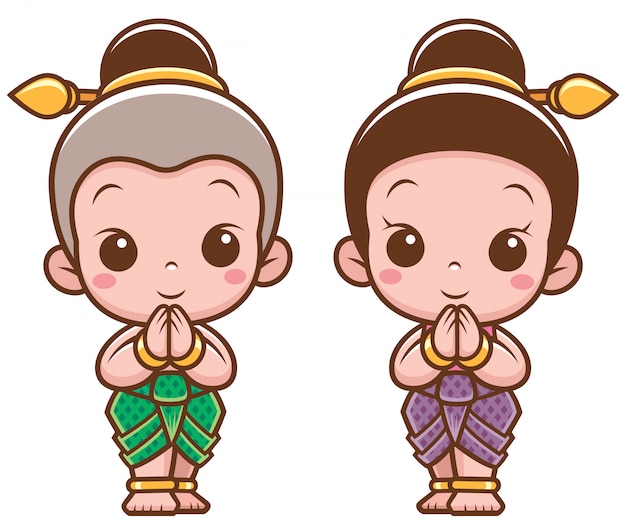 Premium Vector | Cartoon thai kids