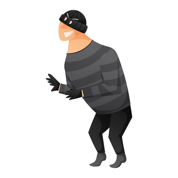 Premium Vector | A cartoon thief or crook in black clothes, balaclava ...