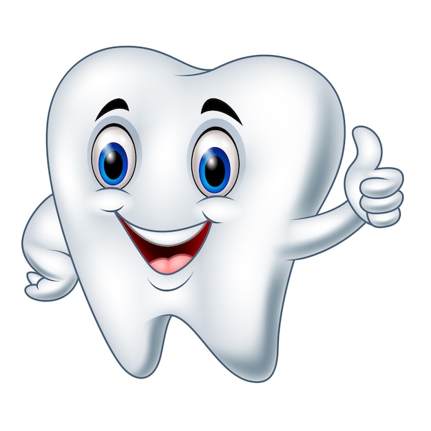 Cartoon tooth giving thumb up Premium Vector