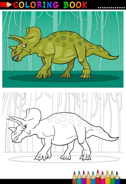 Premium Vector Cartoon Triceratops Dinosaur For Coloring Book