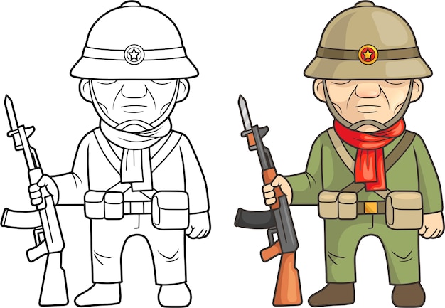 Premium Vector | Cartoon vietnamese soldier illustration