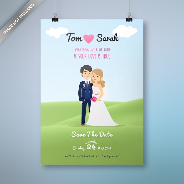 Premium Vector | Cartoon wedding card design