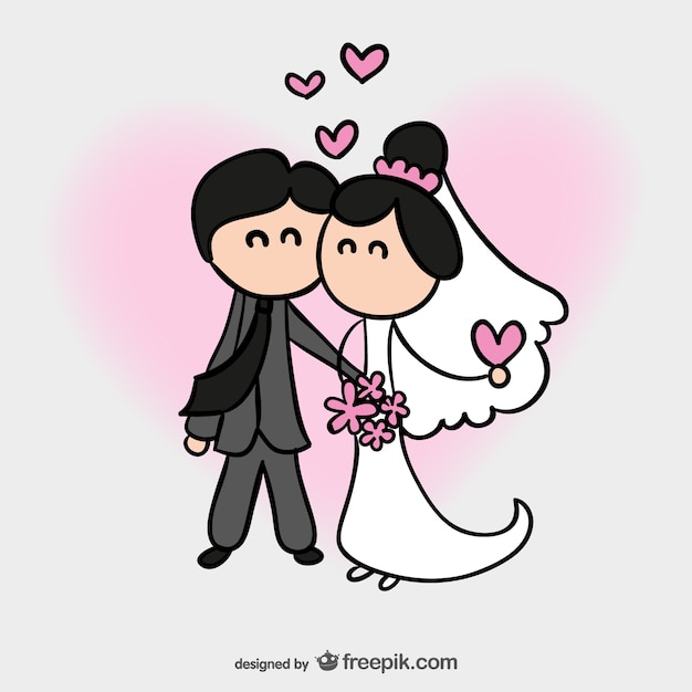 Cartoon wedding card Vector | Free Download