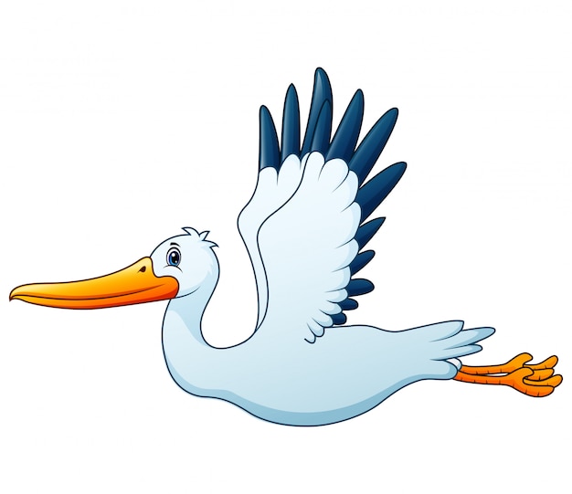 Premium Vector | Cartoon white stork flying