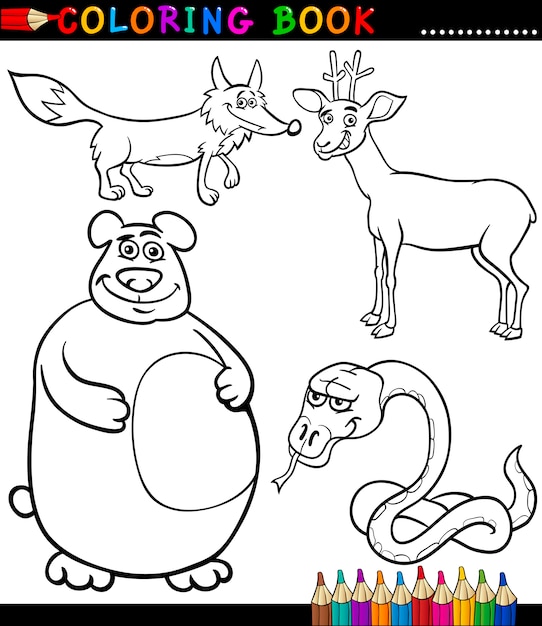 Download Premium Vector Cartoon Wild Animals For Coloring Book