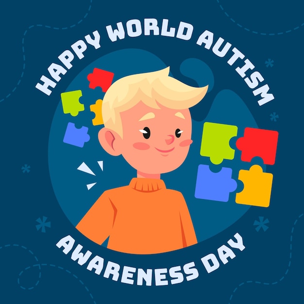 Free Vector | Cartoon world autism awareness day illustration