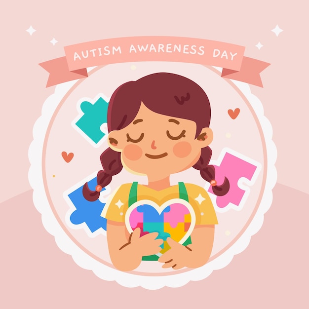 Free Vector | Cartoon world autism awareness day illustration