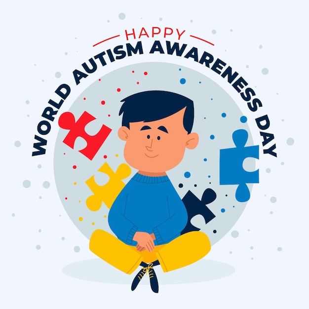 Free Vector | Cartoon world autism awareness day illustration