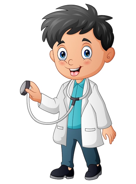 Premium Vector | Cartoon young doctor holding stethoscope