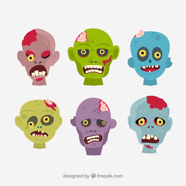 Cartoon zombie heads