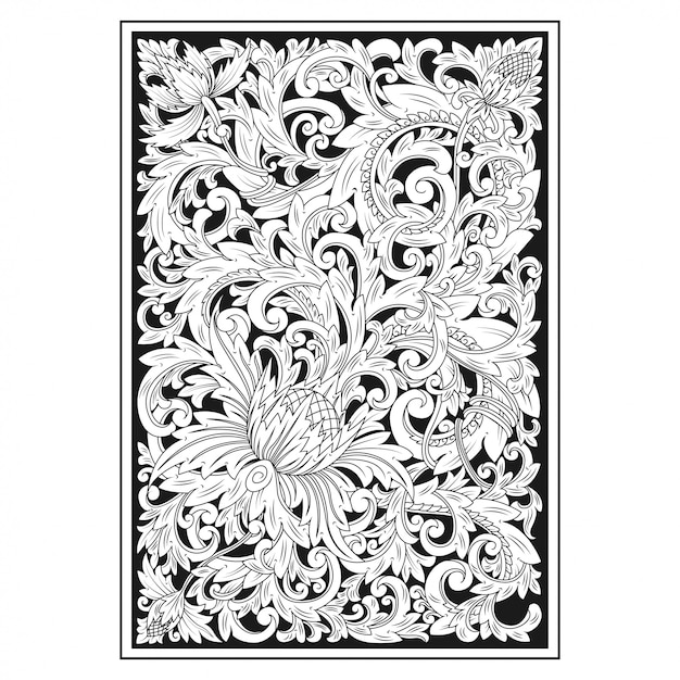 Carved openwork pattern card Premium Vector