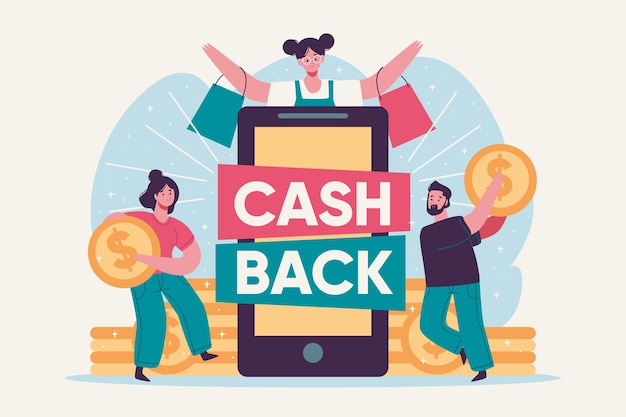 free vector cashback concept with people and coins