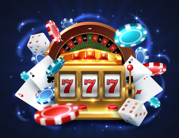 Premium Vector | Casino 777 slot machine. gambling roulette big lucky prize