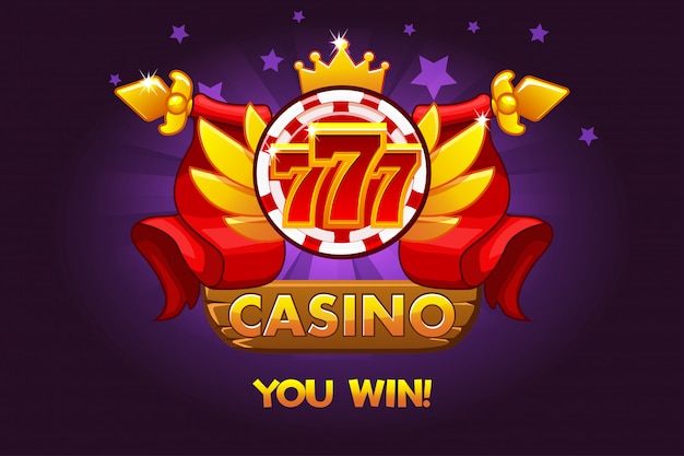 プレミアムベクター カジノ賞777 ポーカーチップとリボンが付いたカジノ評価アイコン カジノ スロット ゲームuiのイラスト