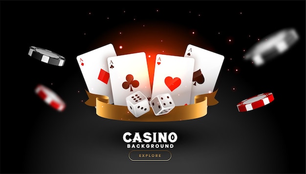 Free Vector | Casino background with playing card dice and flying chips