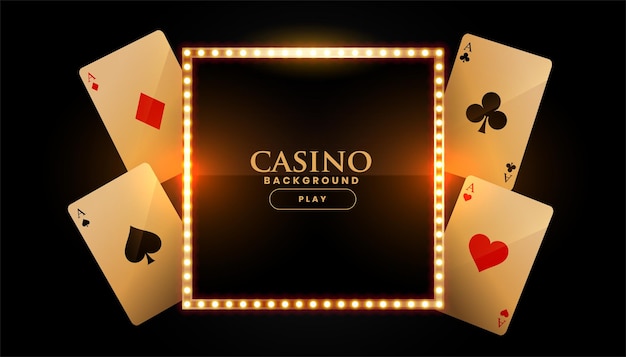 Free Vector | Casino banner with cards and golden frame
