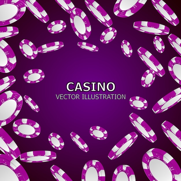 ポーカーチップとカジノのイラスト ギャンブルの孤立したデザイン要素 プレミアムベクター