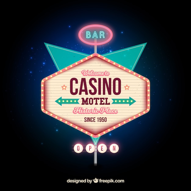 Download Casino light sign background in retro style Vector | Free Download