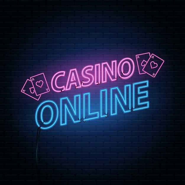 Premium Vector | Casino online, neon lettering on brick wall background  with the alphabet.