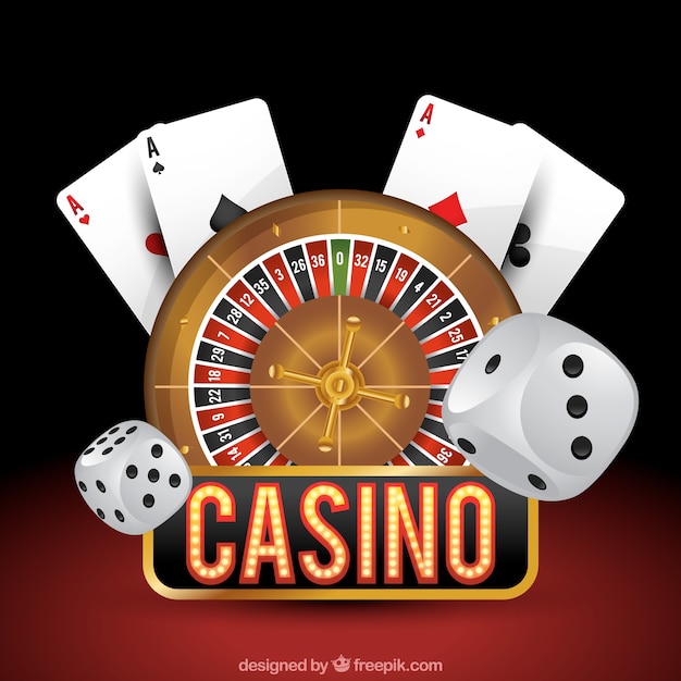 Premium Vector | Casino roulette background with dice and cards