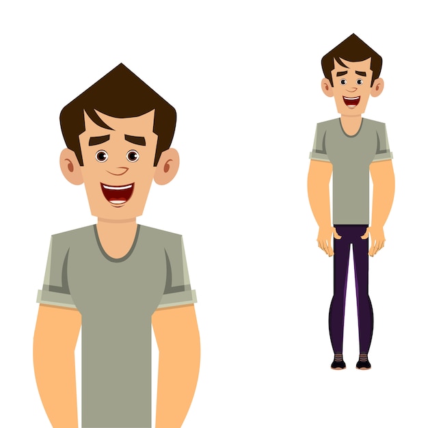 Premium Vector Casual Man Cartoon Character Standing Pose Vector