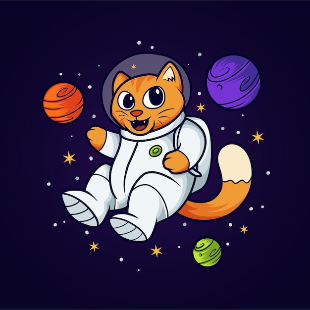 Premium Vector Cat astronaut in space