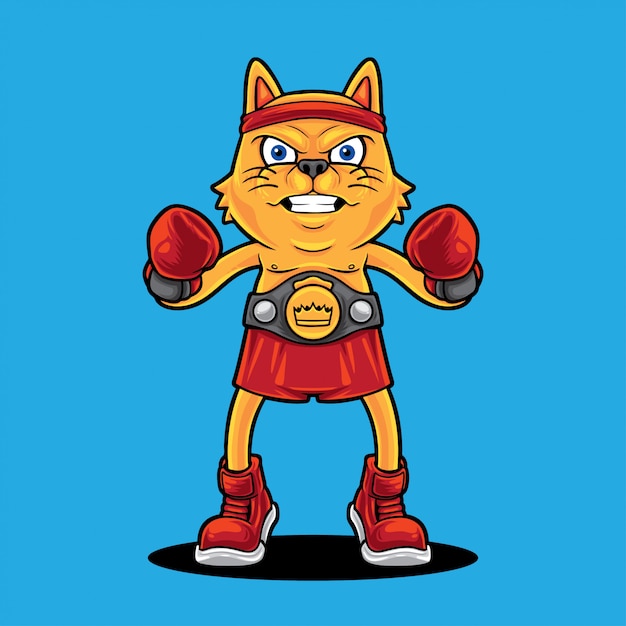 Premium Vector | Cat boxing champion