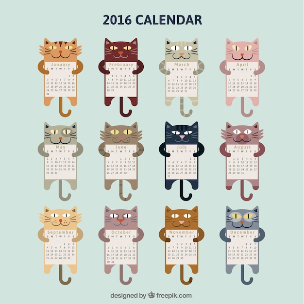 Cat calendar Free Vector